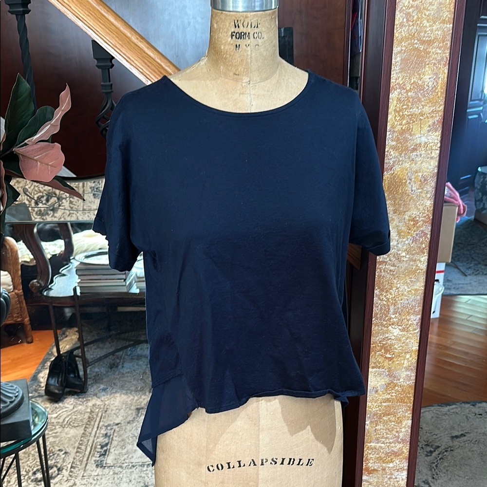High-Low Navy Cotton Top